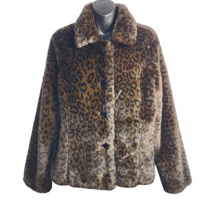 Merona Leopard Print Faux Fur Jacket